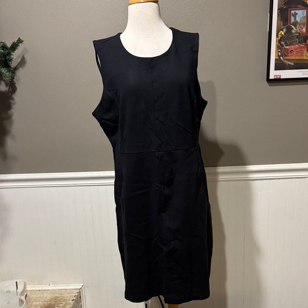Lands' End Black Sleeveless Midi Dress women’s plus size 18